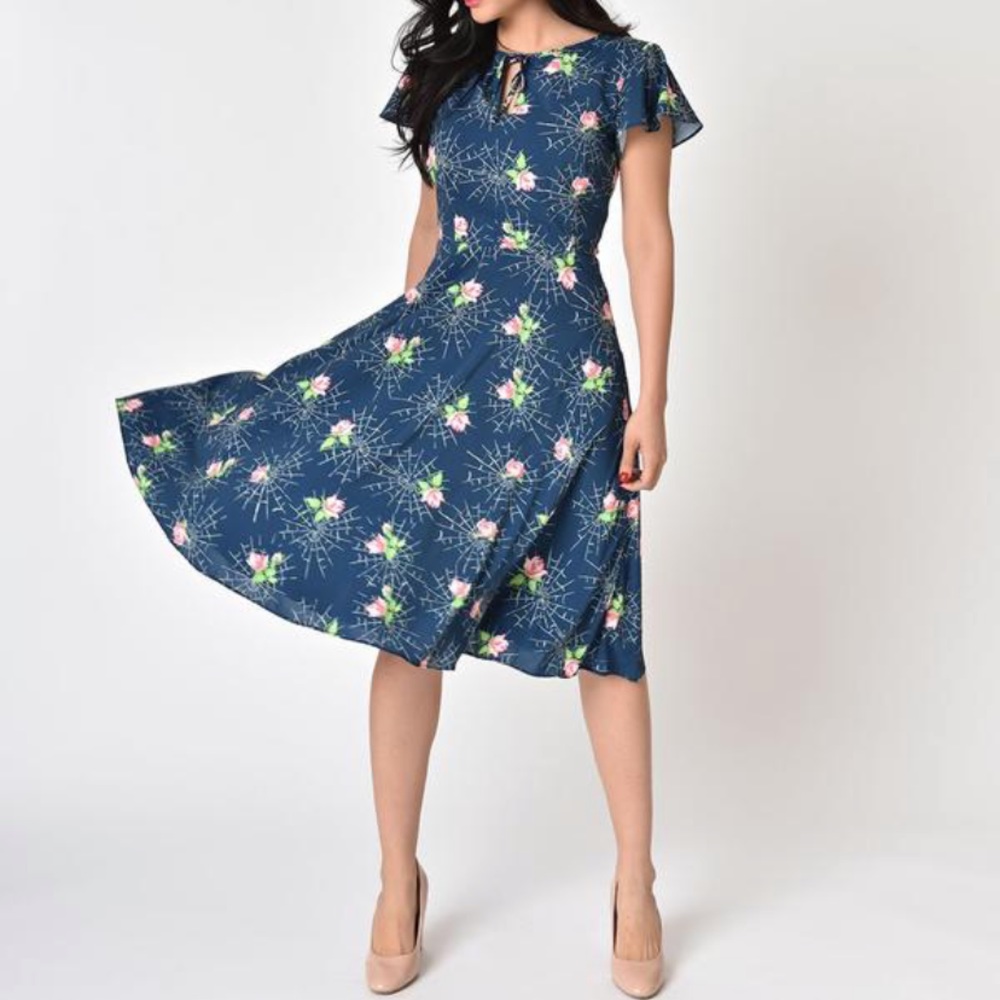Unique Vintage Spider Web Rose Formosa Dress